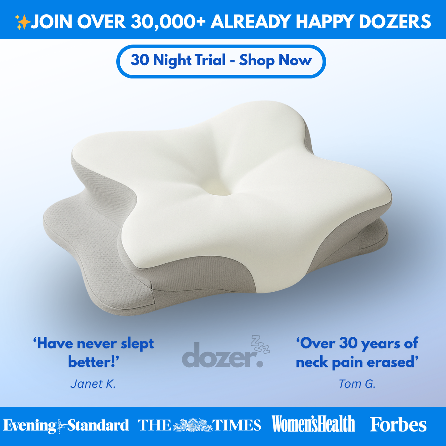 The Dozer™ Ultra Contour & Relief Pillow 3.0!